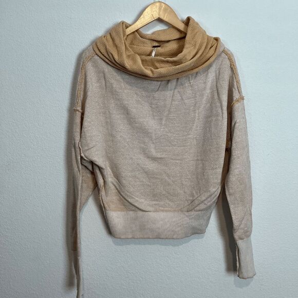 Free People Peach Fuzz Ricky Slouch Draped Neck Long Sleeve Top Women's Small - Picture 4 of 7